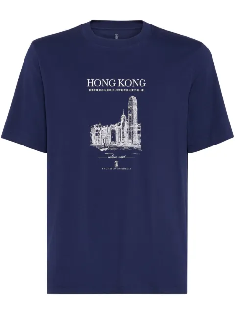 Brunello Cucinelli cotton hong kong graphic print t-shirt 
