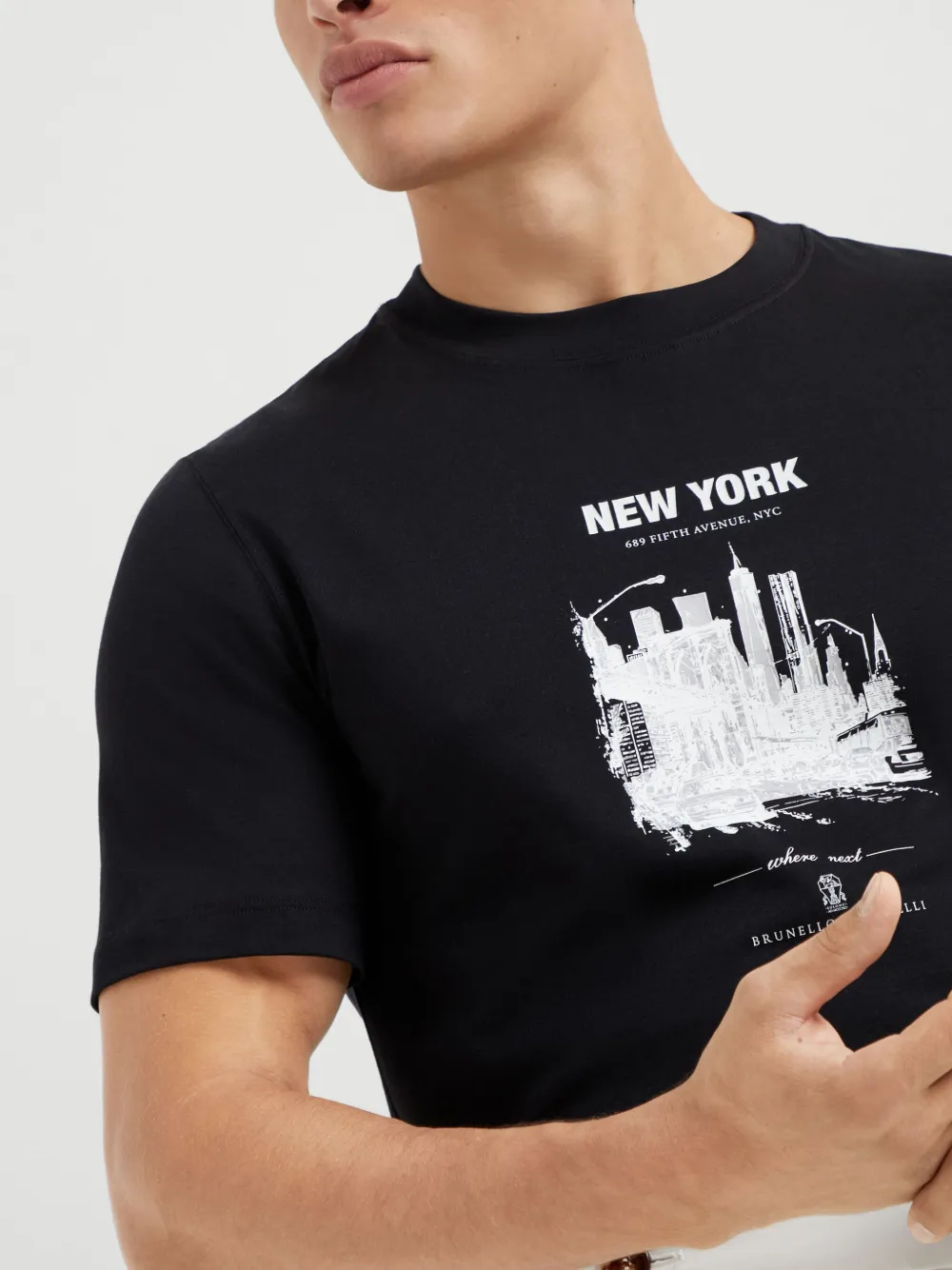 Brunello Cucinelli Katoenen T-shirt met grafische New York print Zwart