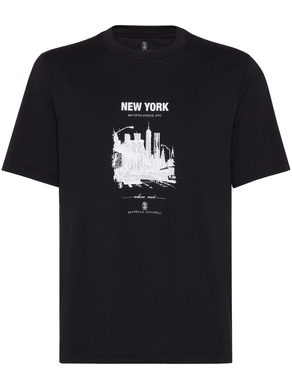 Brunello Cucinelli cotton new york graphic print t-shirt - Black