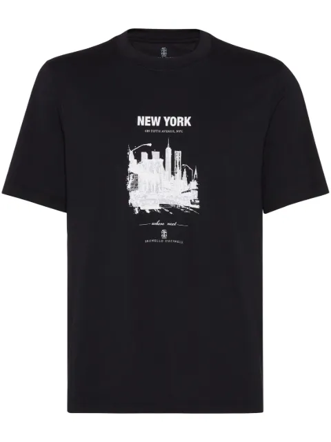 Brunello Cucinelli cotton new york graphic print t-shirt 
