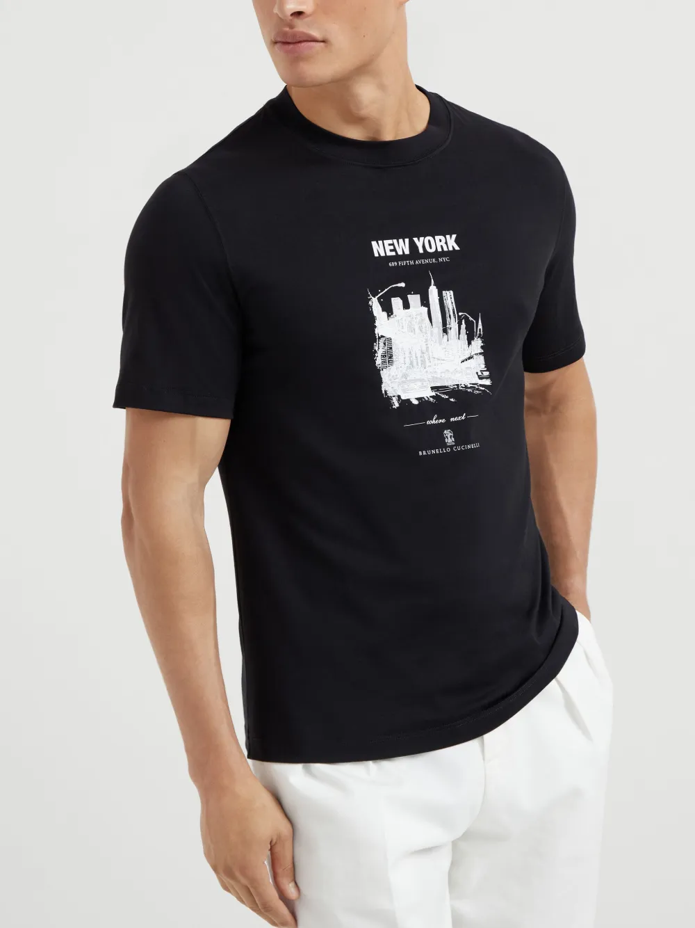 Brunello Cucinelli Katoenen T-shirt met grafische New York print Zwart