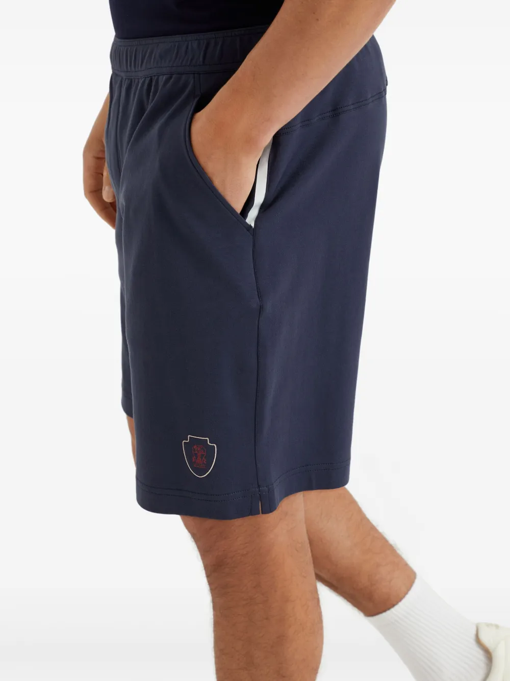 Brunello Cucinelli Shorts met geborduurd logo Blauw
