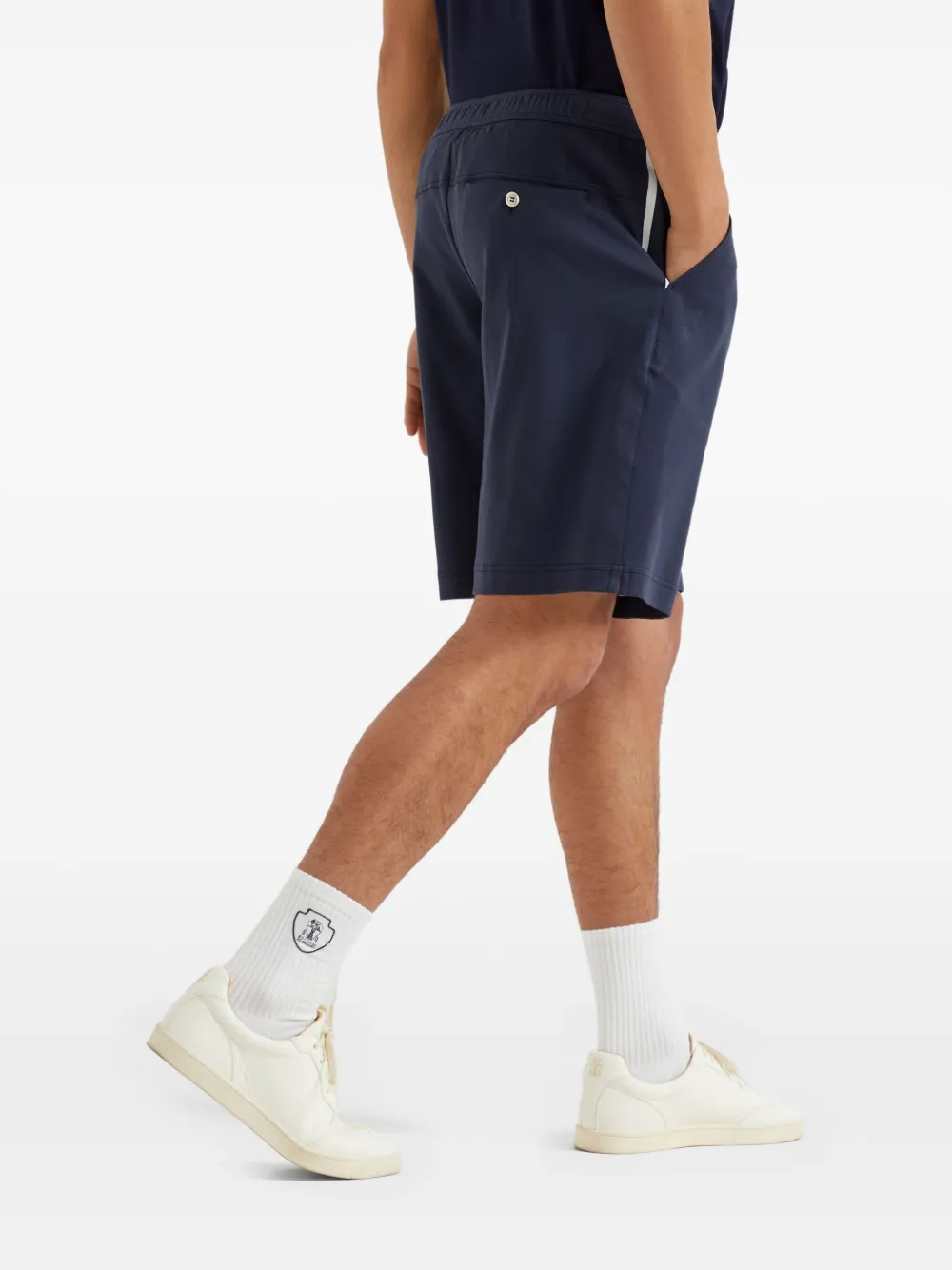 Brunello Cucinelli Shorts met geborduurd logo Blauw