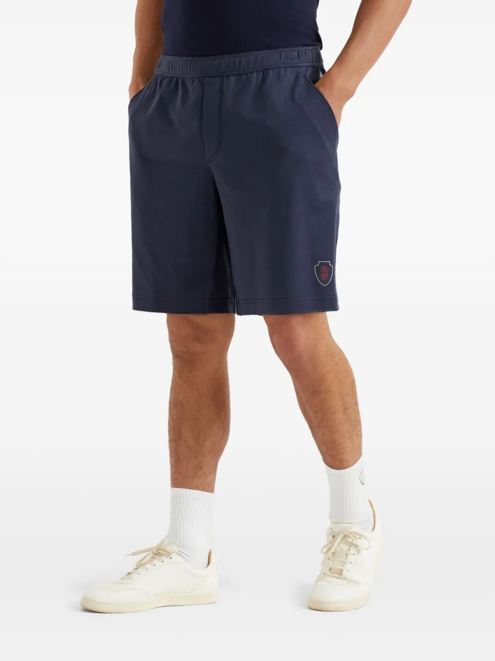 Brunello Cucinelli Shorts met geborduurd logo Blauw