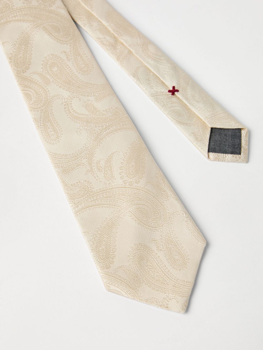 Brunello Cucinelli paisley-print silk tie - White