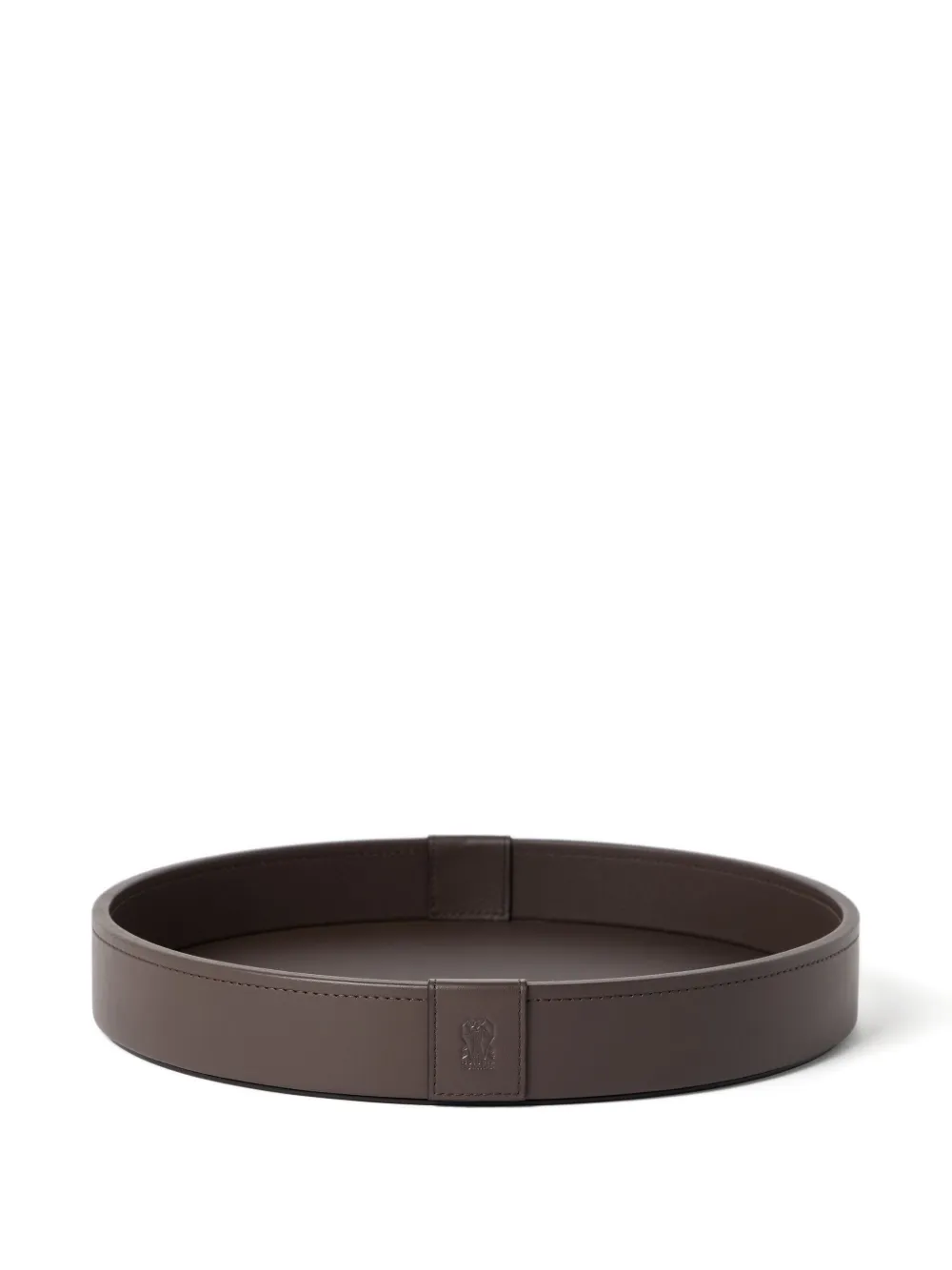 Brunello Cucinelli Leather Round Tray In Brown