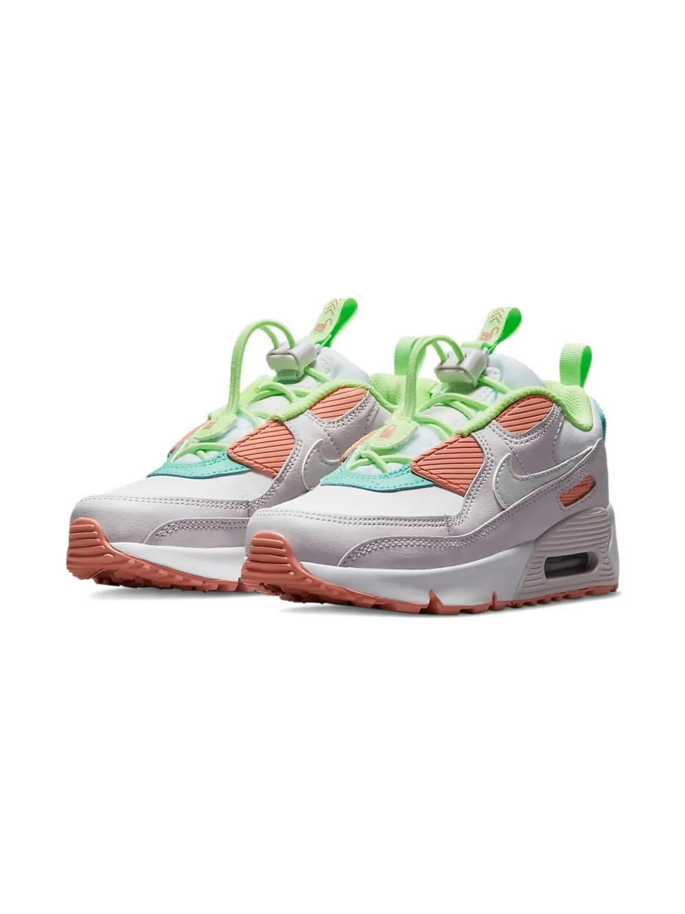 Nike Kids Air Max 90 "White Light Violet Crimson Bliss Metallic Platinum" sneakers