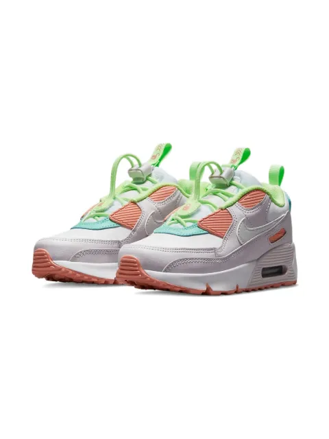 Nike Kids Air Max 90 "White/Light Violet/Crimson Bliss/Metallic Platinum" sneakers