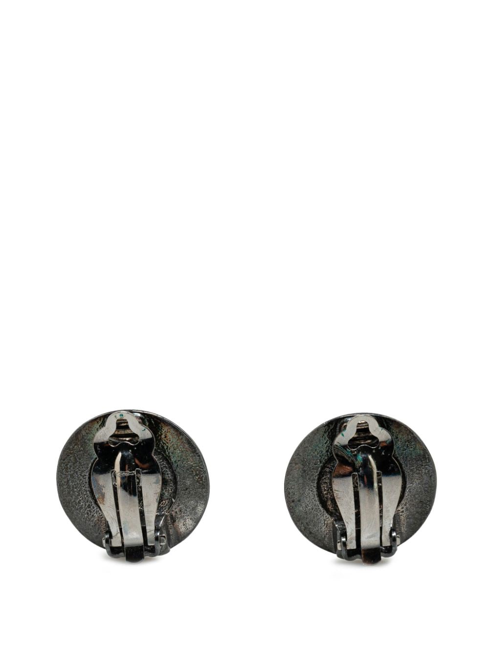 CHANEL Pre-Owned 1996 Silver CC Round Clip On costume earrings - Zilver