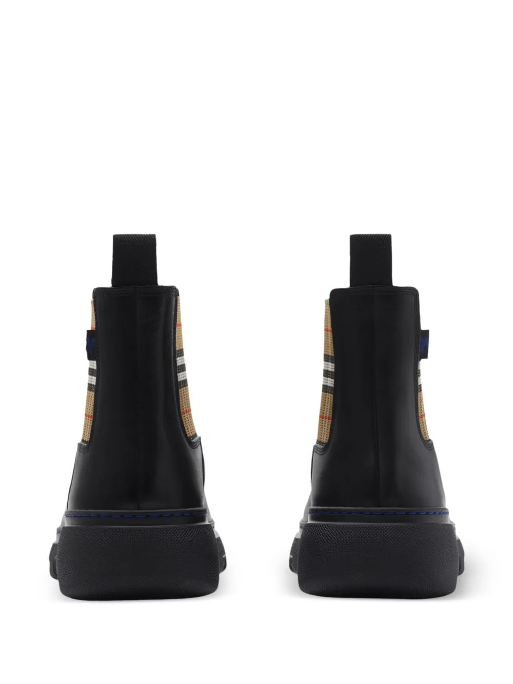 Burberry check pattern leather boots Black