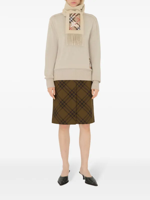 ■Burberry フリンジカシミヤスカーフ Burberry フリンジ カシミアスカーフ | ニュートラル | FARFETCH JP
