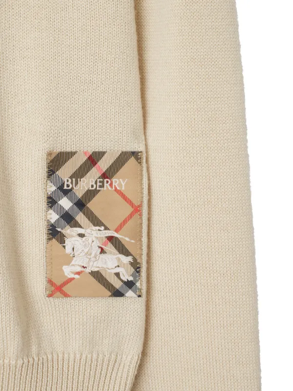 Burberry check-label Wool Sweater | Neutrals | FARFETCH