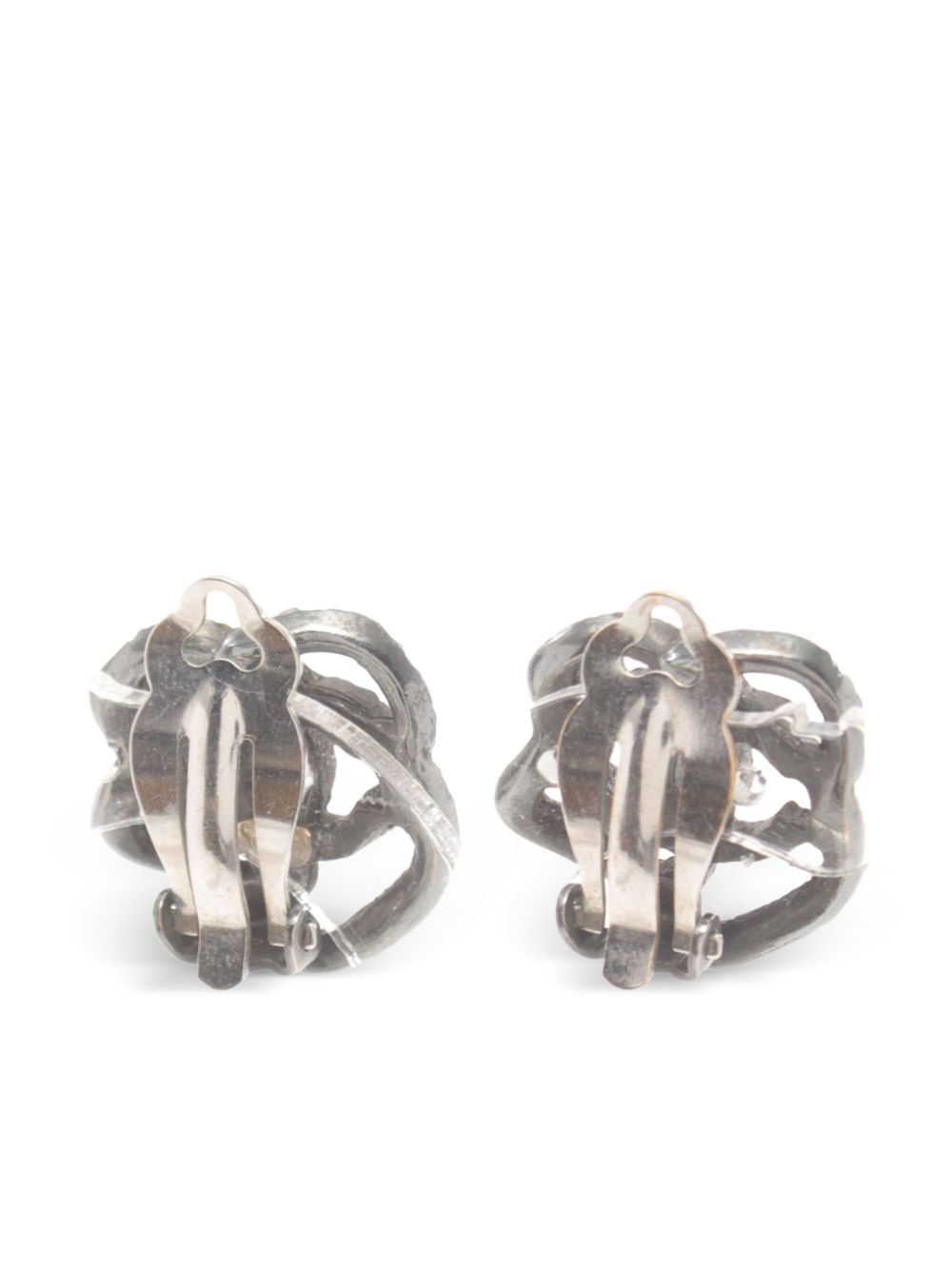 CHANEL Pre-Owned 1986-1988 CC camellia clip-on earrings - Zilver