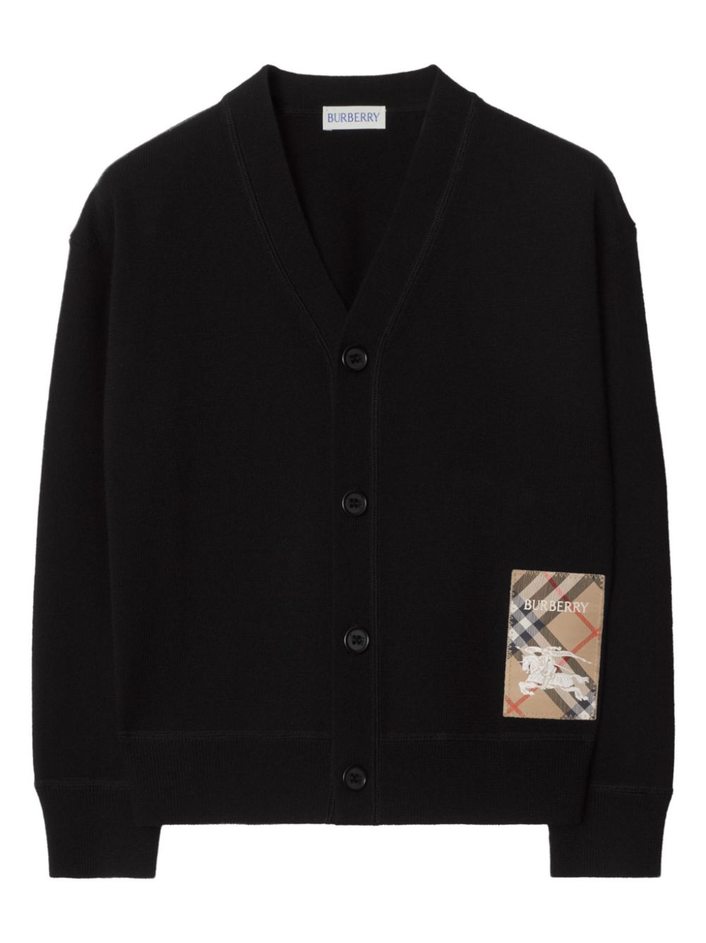 Burberry Kids logo patch wool cardigan - Black