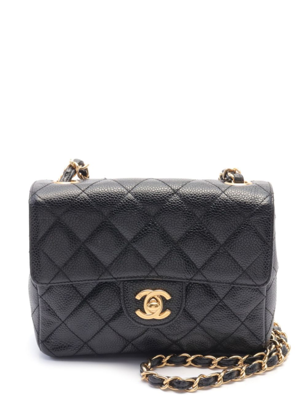 Pre-owned Chanel 2000-2002 Mini Classic Flap Shoulder Bag In Black