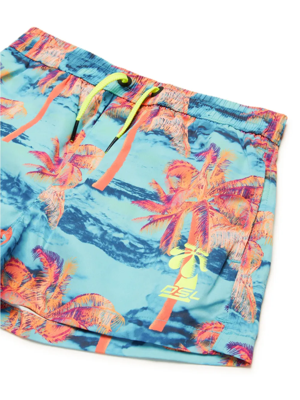 Diesel Kids Zwembroek met palmprint Blauw