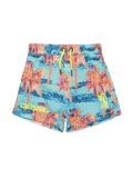 Diesel Kids palm tree-print swim trunks - Blue