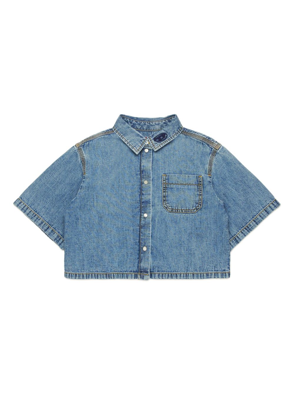 Diesel Kids Cropped spijkershirt Blauw