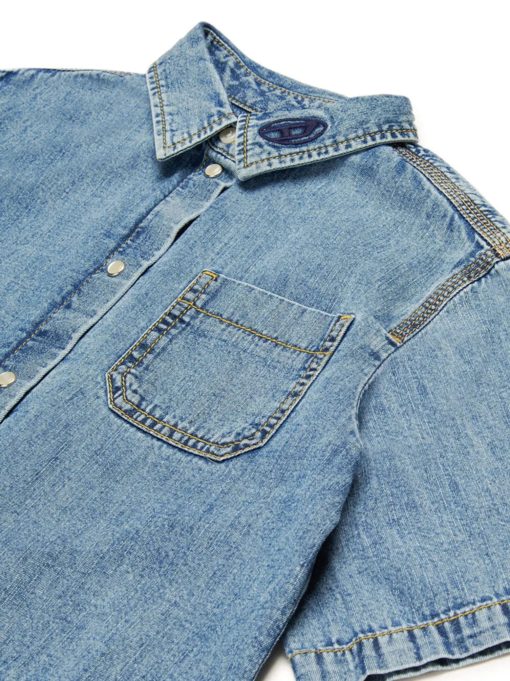 Diesel Kids Cropped spijkershirt Blauw