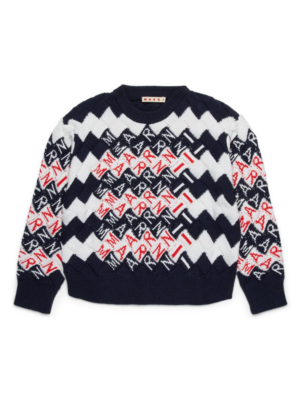 Marni Kids logo-intarsia sweater - Blue