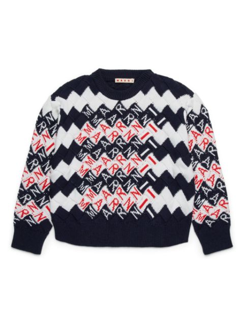 Marni Kids logo-intarsia sweater 