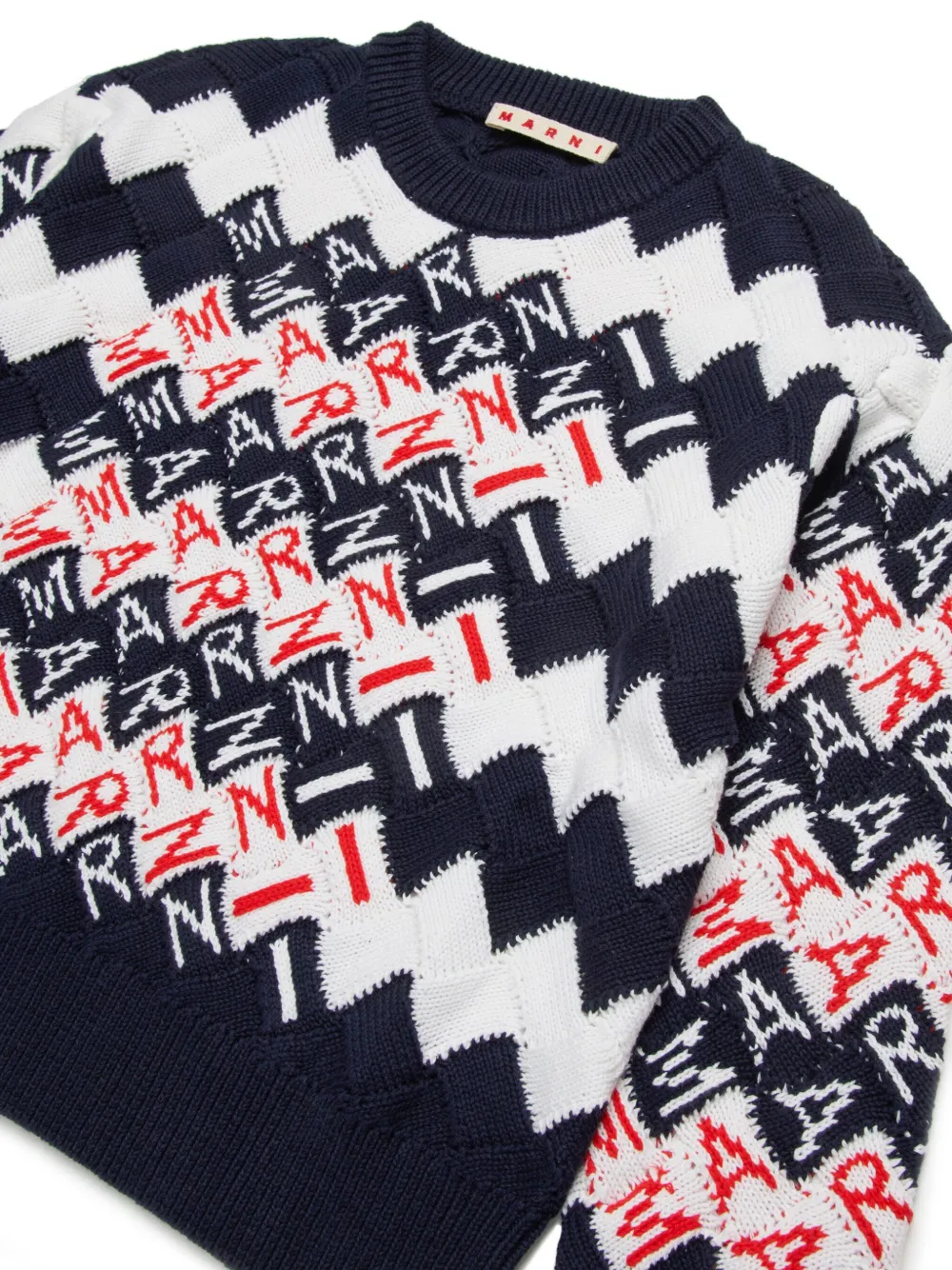 Marni Kids Trui met intarsia logo Blauw
