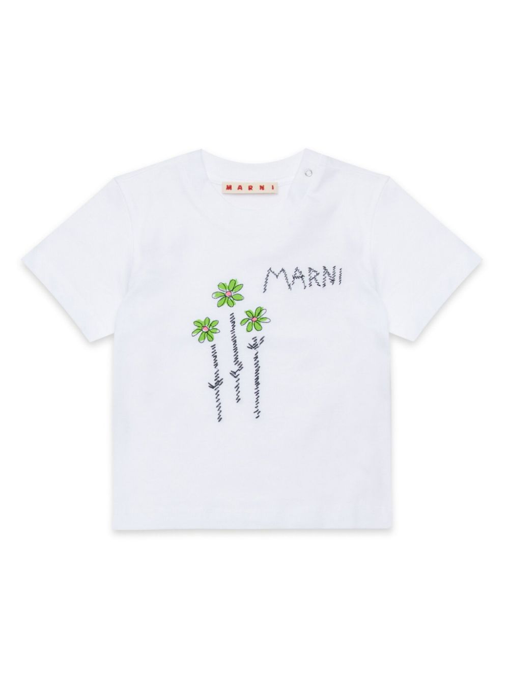 Marni Kids floral-embroidered cotton T-shirt - White