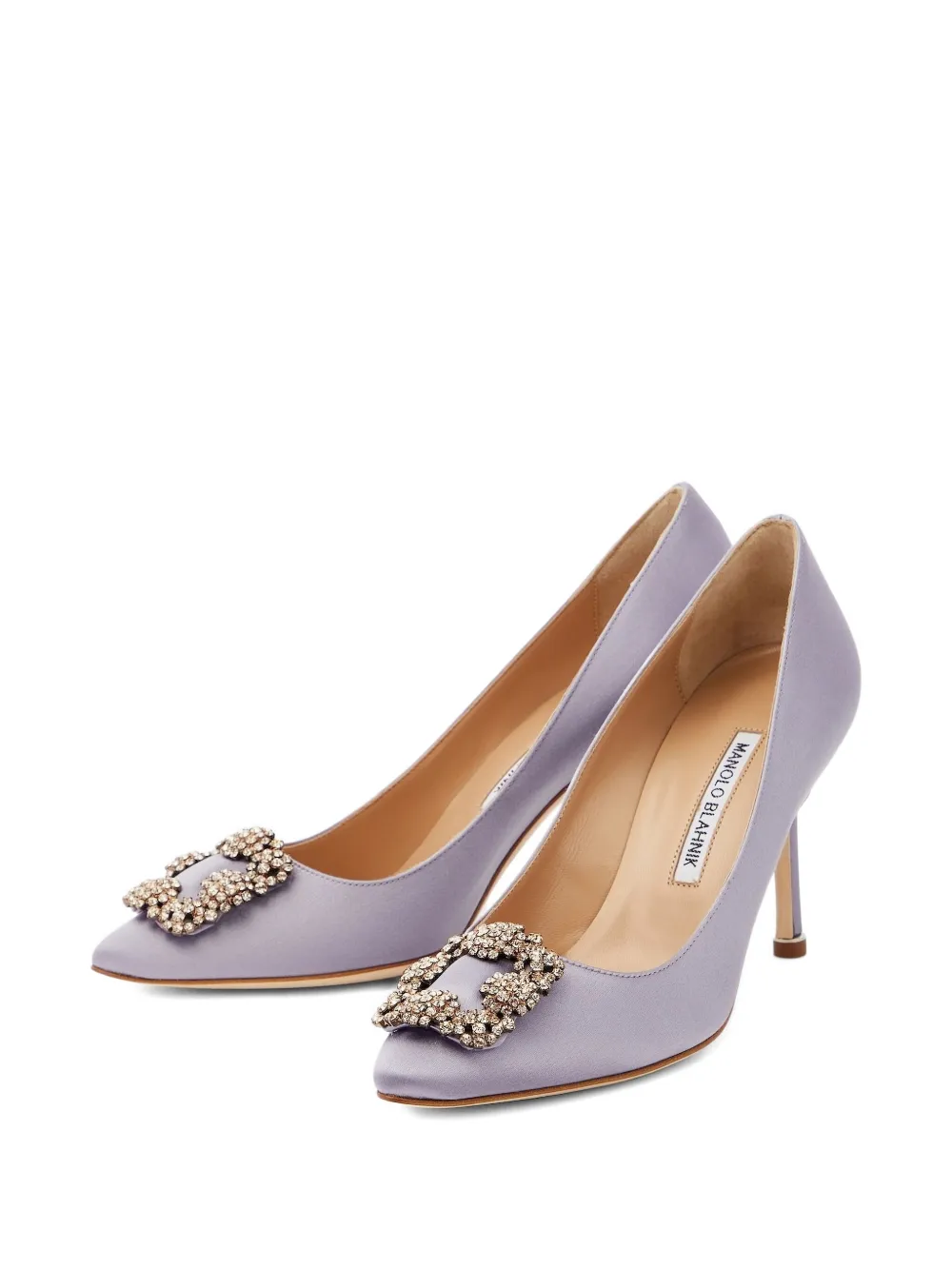 Manolo Blahnik 70 mm pumps verfraaid met kristallen Paars