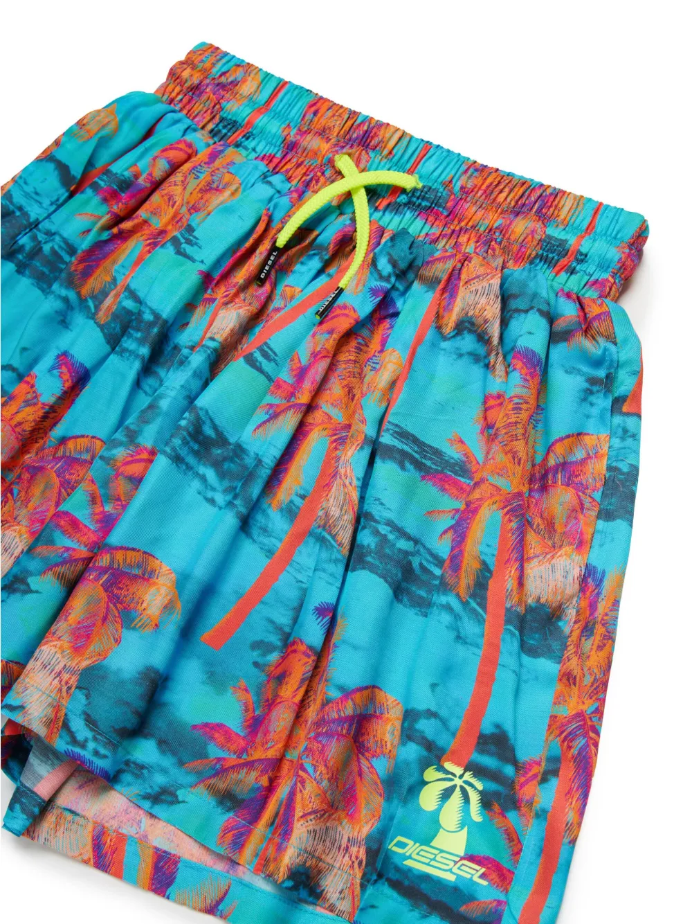 Diesel Kids Zwembroek met palmboomprint Blauw