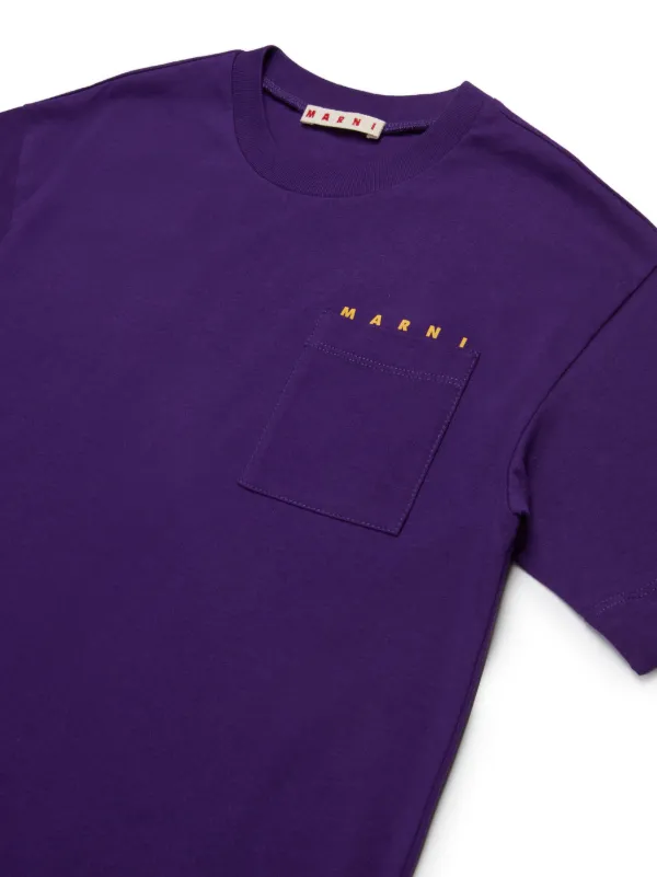 ■MARNI■ Slogan Print Short Sleeve T-Shirt Cassis HUMU0284X Marni Short Sleeve T-Shirt - Cassis | Garmentory