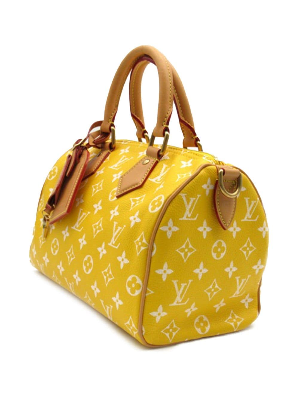 Pre-owned Louis Vuitton 2021-2024 Monogram Speedy P9 Bandouliere 25 Satchel In Yellow