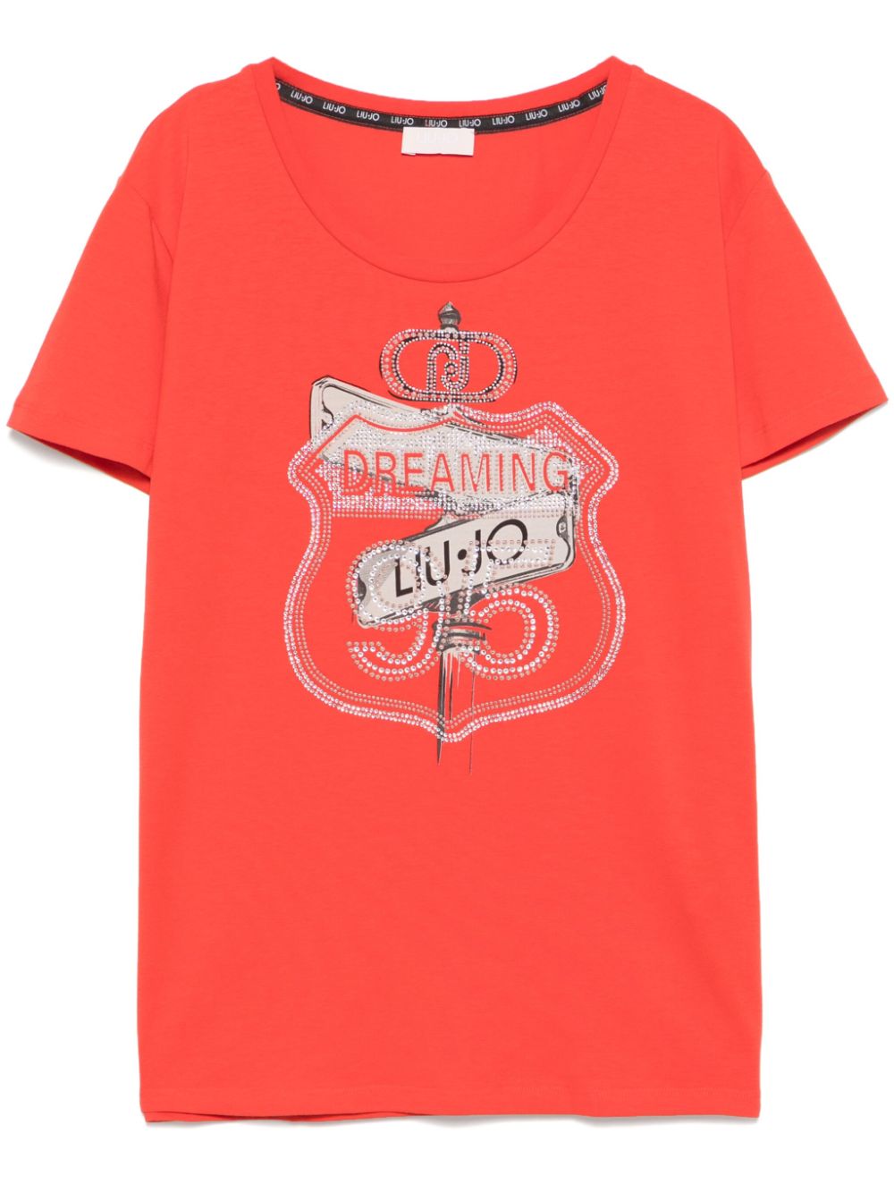 Shop Liu •jo Studded T-shirt In Orange