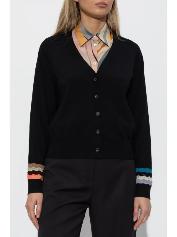 PS Paul Smith ストライプカフス カーディガン | ブラック