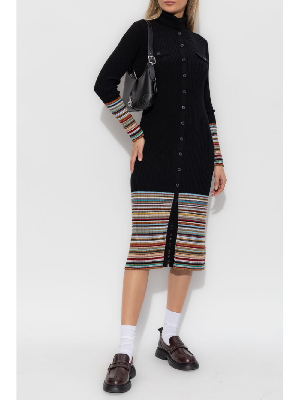 Paul Smith striped midi dress - Zwart