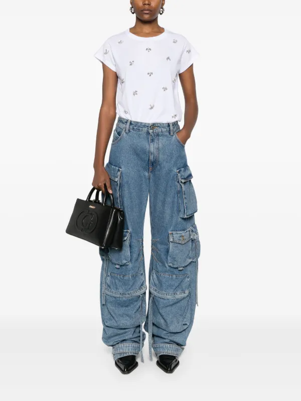 Tシャツ・カットソー CFIERCE Bijou Glitter Casual T-shirt Kaos crystal-embellished T-shirt | White | FARFETCH