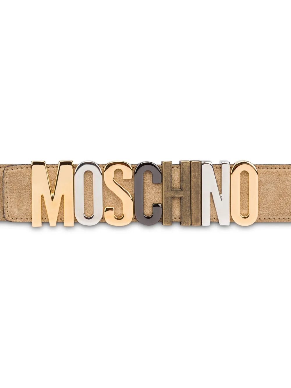 Moschino Leren riem met logo - Beige