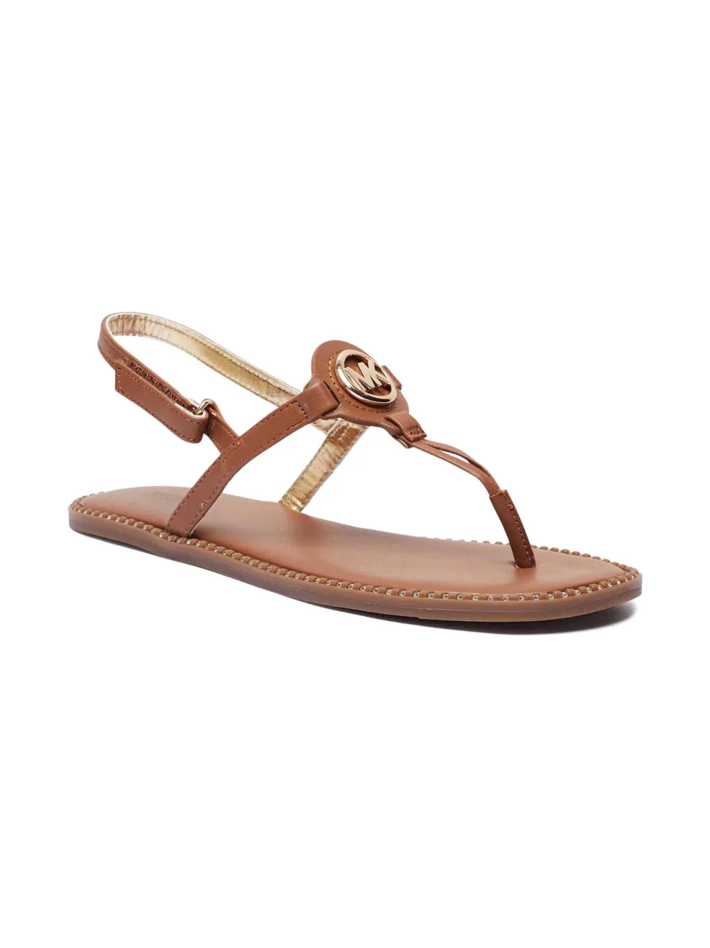 Michael Kors Kids' Logo-plaque Studded Sandals In Brown