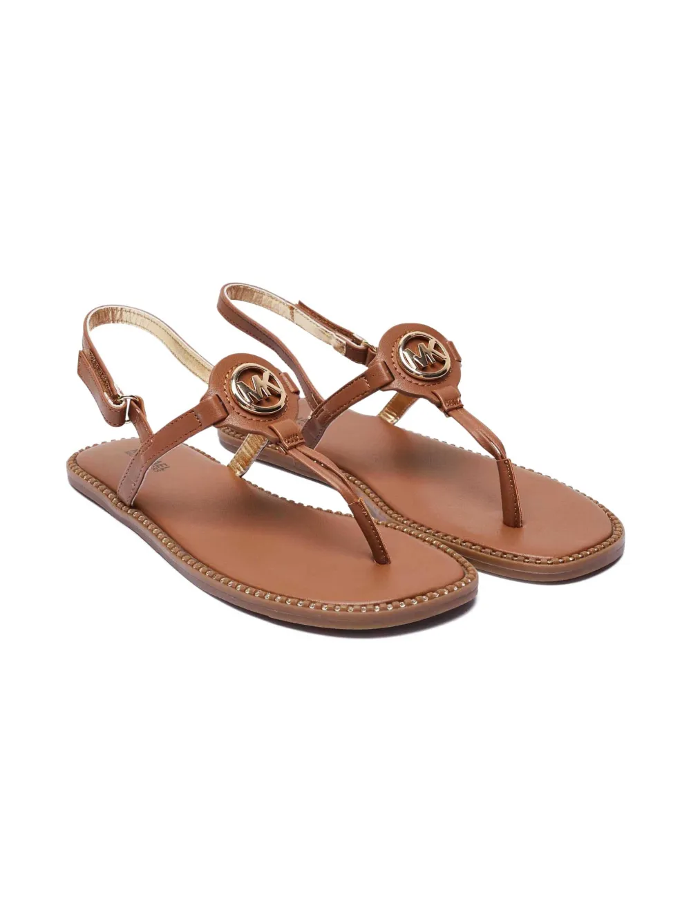 Michael Kors Kids Sandalen met logoplakkaat en studs Bruin