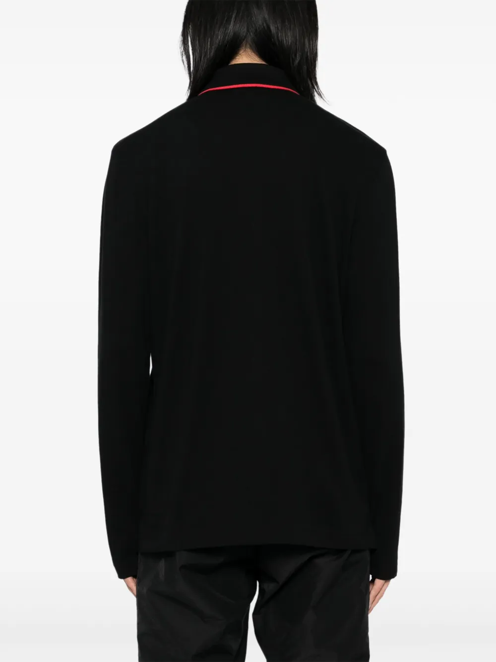 HUGO Poloshirt met logoprint en lange mouwen Zwart