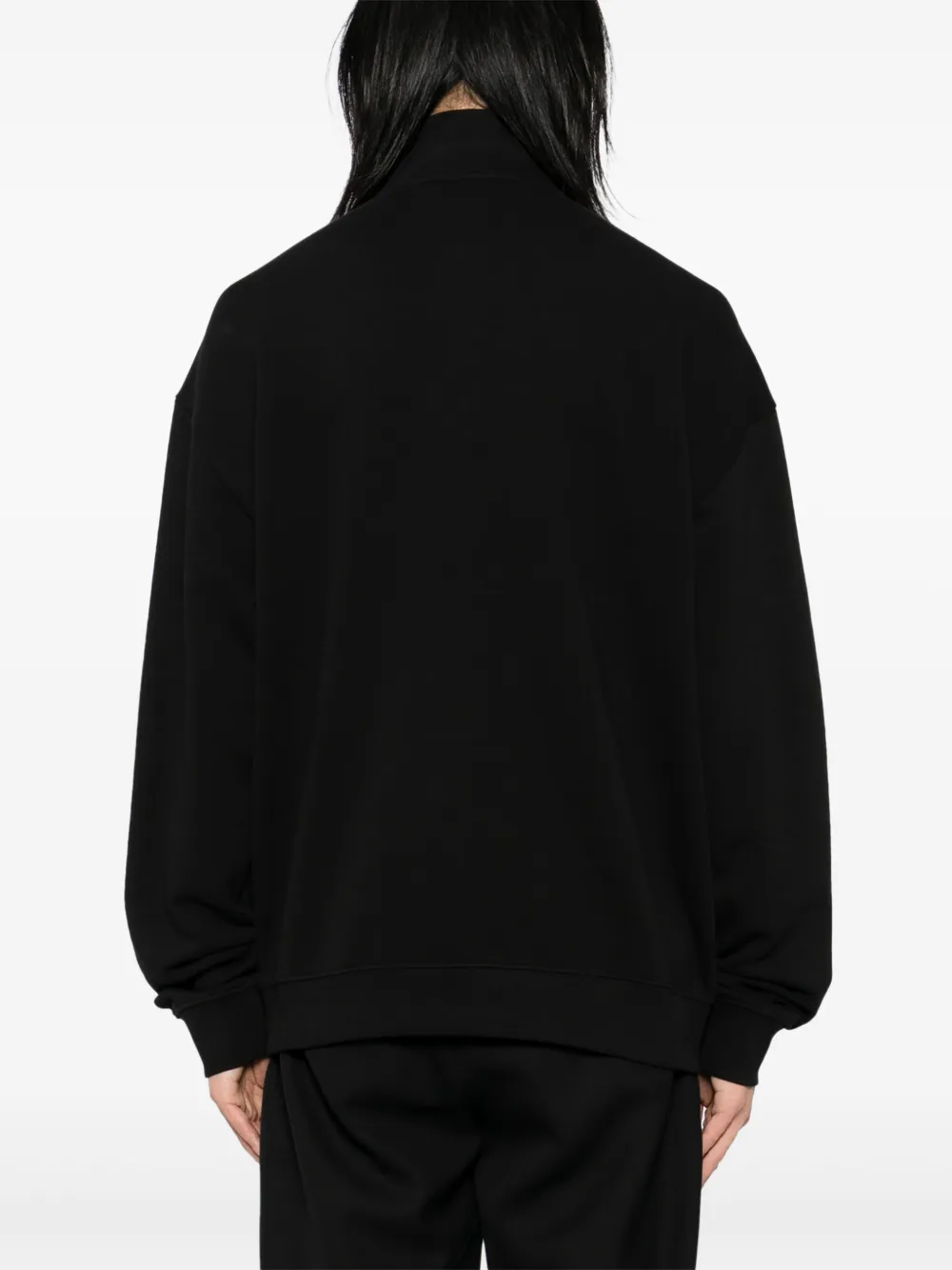 HUGO Sweater met logoprint en rits Zwart