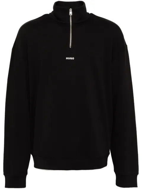 HUGO Zip-Neck Logo print sweatshirt