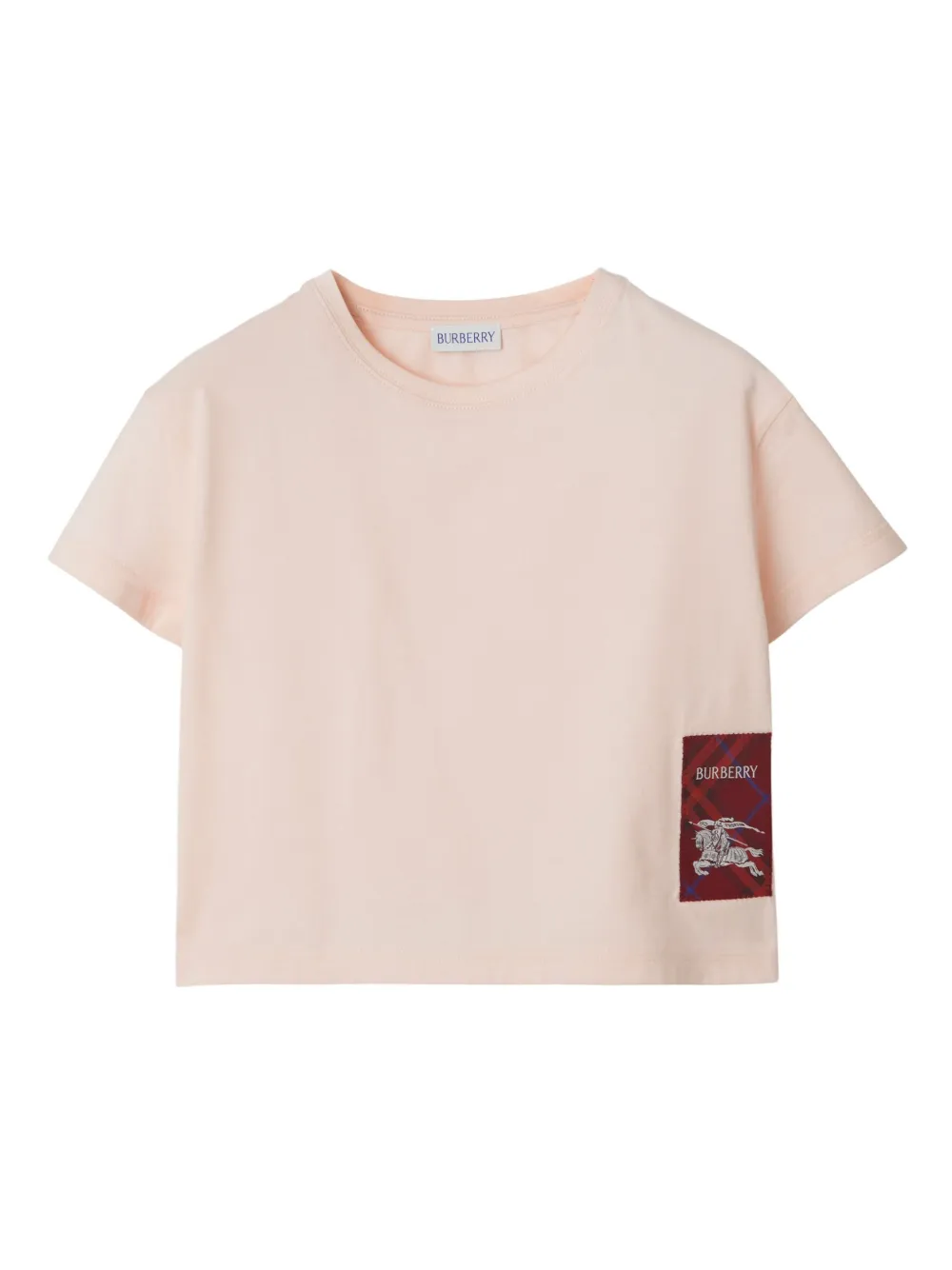 Burberry Kids Check Label katoenen T-shirt Roze