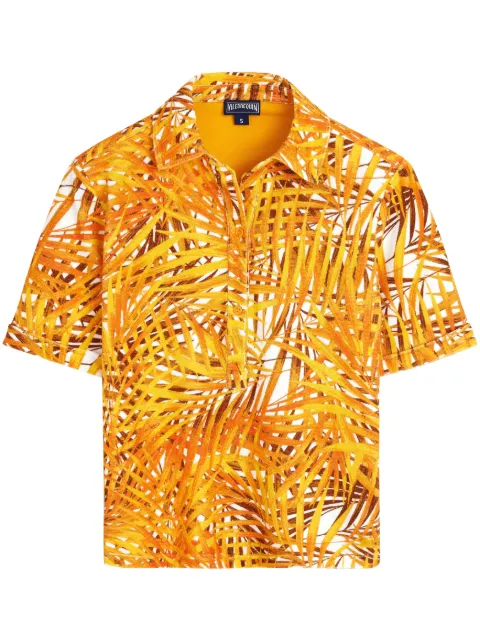 Vilebrequin playera tipo polo con estampado Palm Leaves