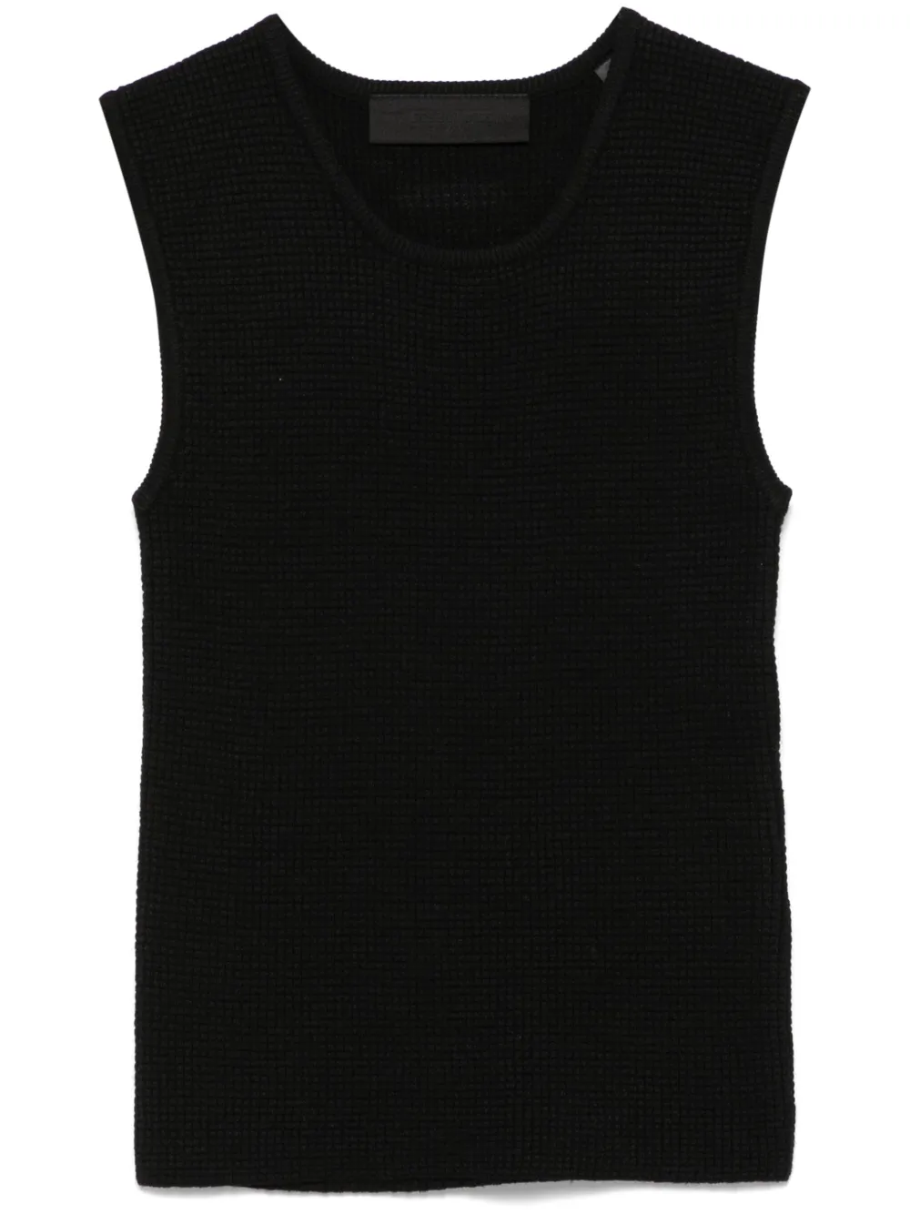 Essentials Waffle Tank Top In Black
