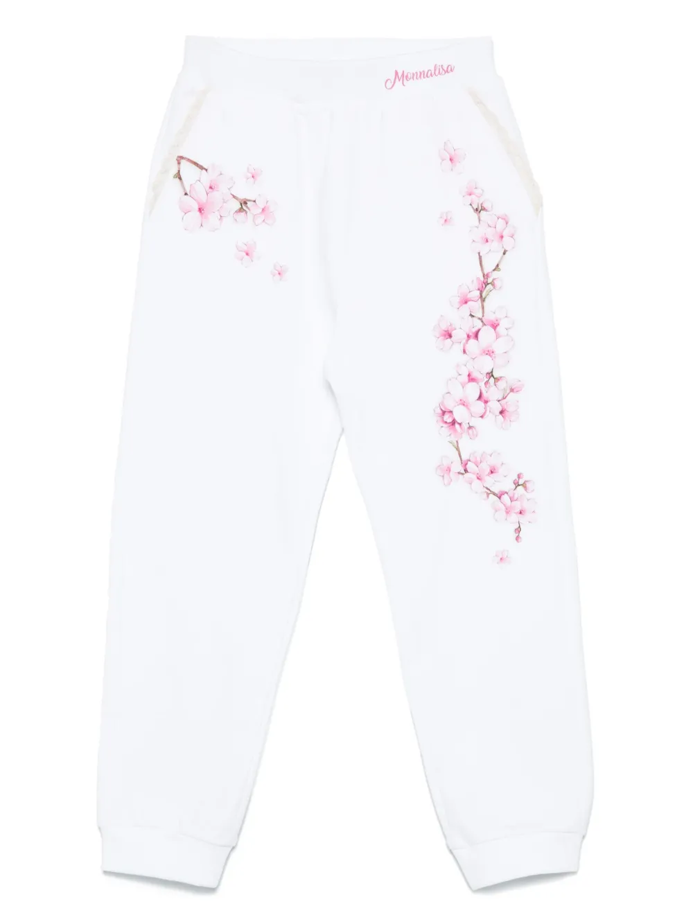 Monnalisa Trainingsbroek met bloe print Wit