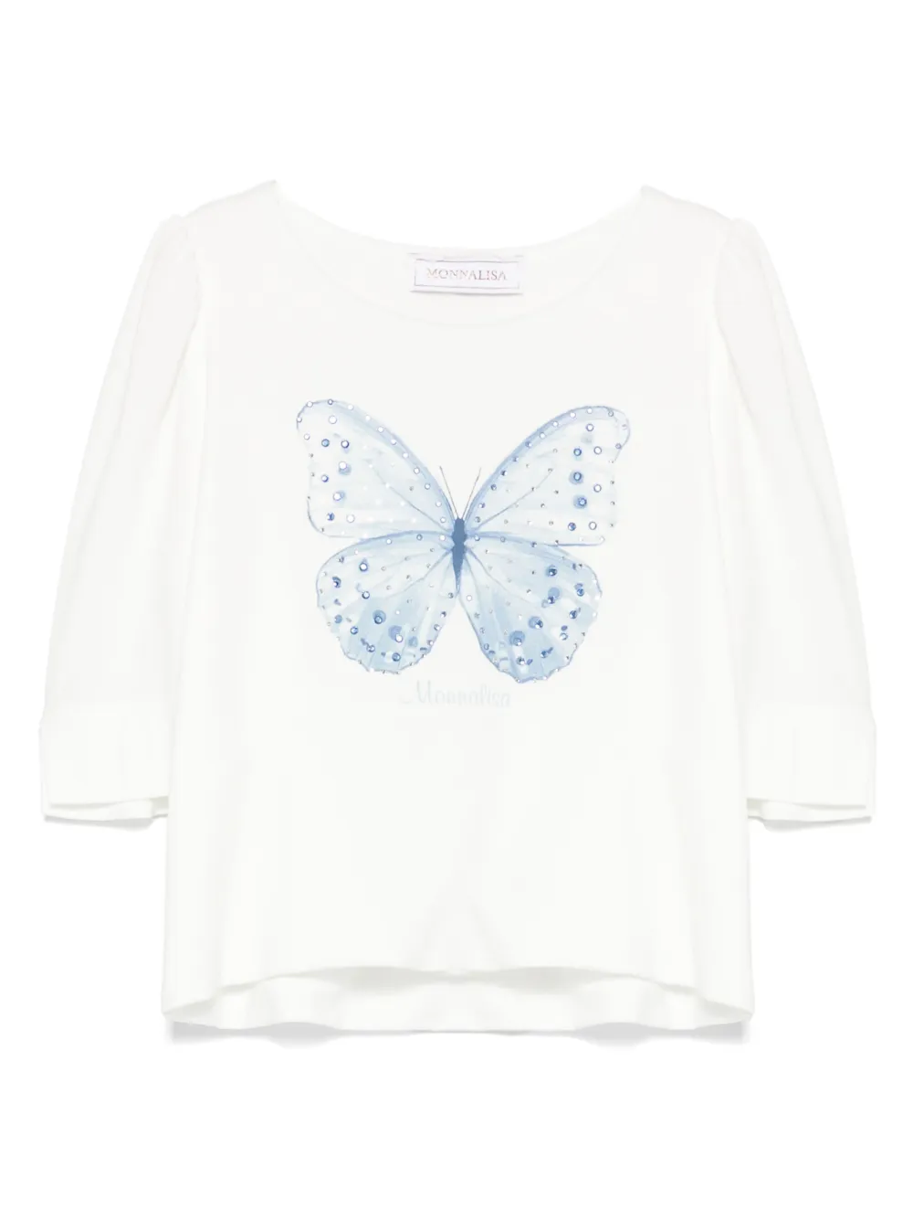 Monnalisa T-shirt met vlinderprint Wit