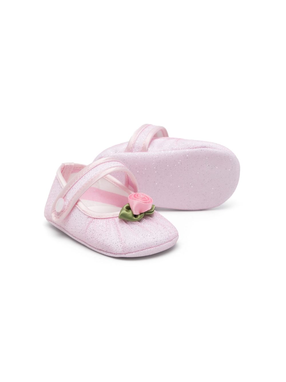 Monnalisa rose-appliqué pre-walkers - Roze