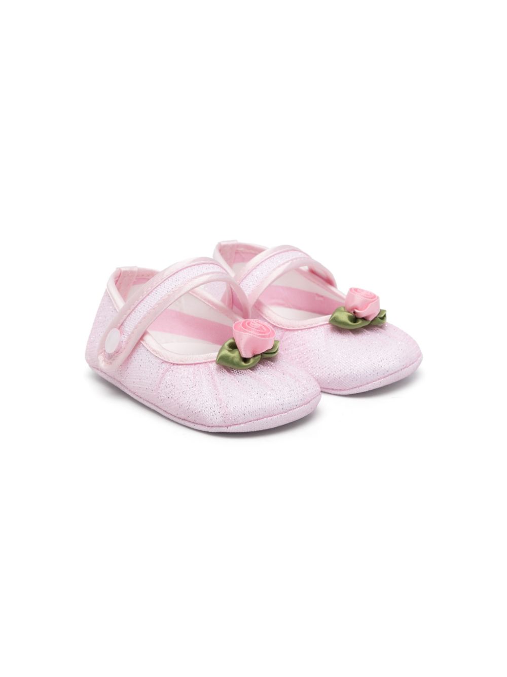 Monnalisa rose-appliqué pre-walkers Pink