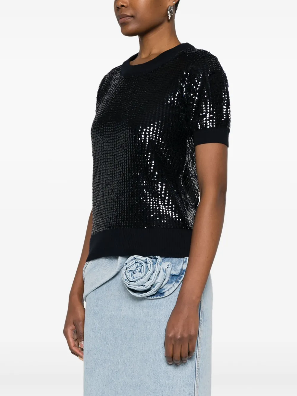 P.A.R.O.S.H SEQUIN-EMBELLISHED T-SHIRT 