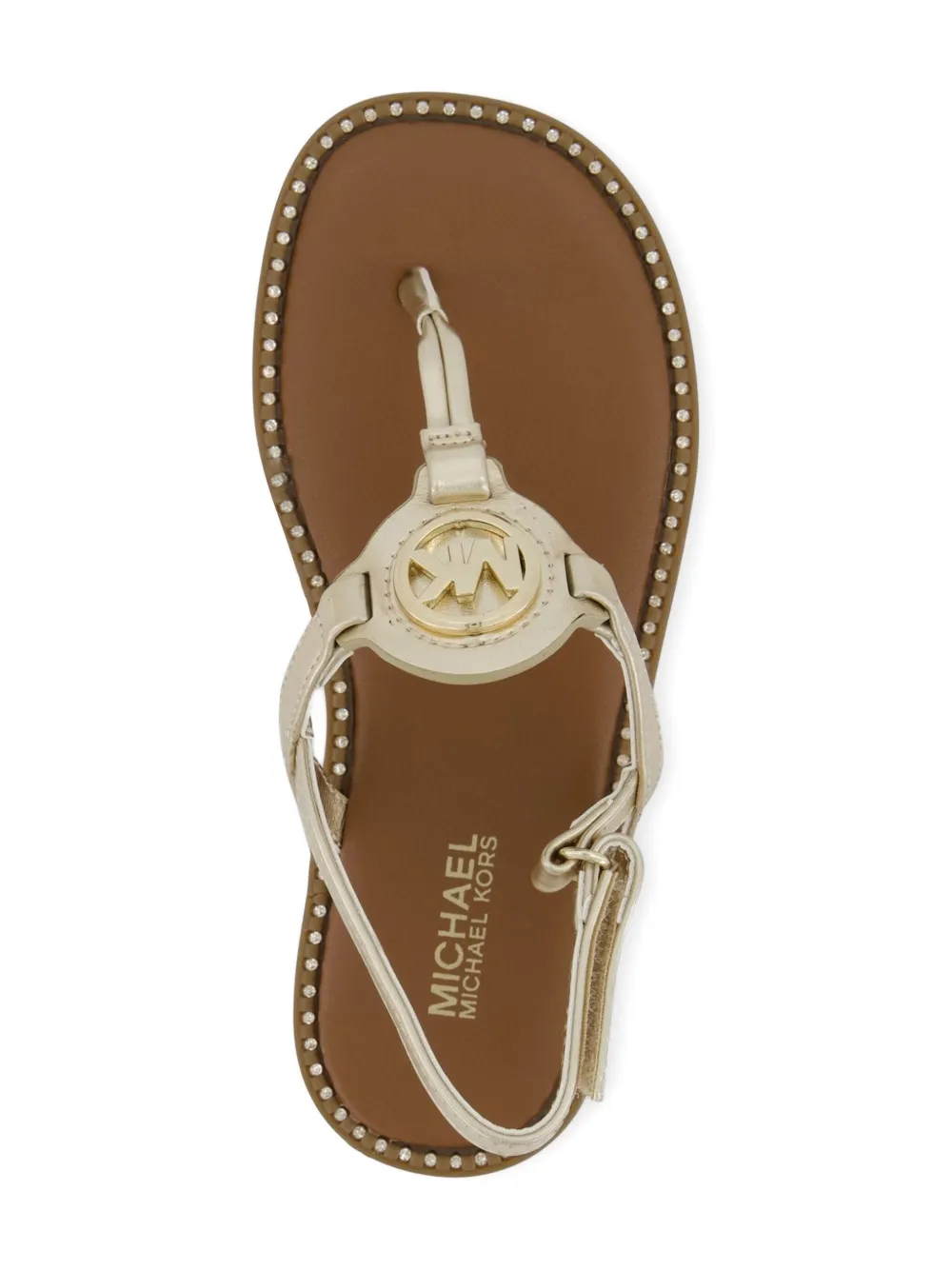 Michael Kors Kids Sandalen met logoplakkaat Bruin